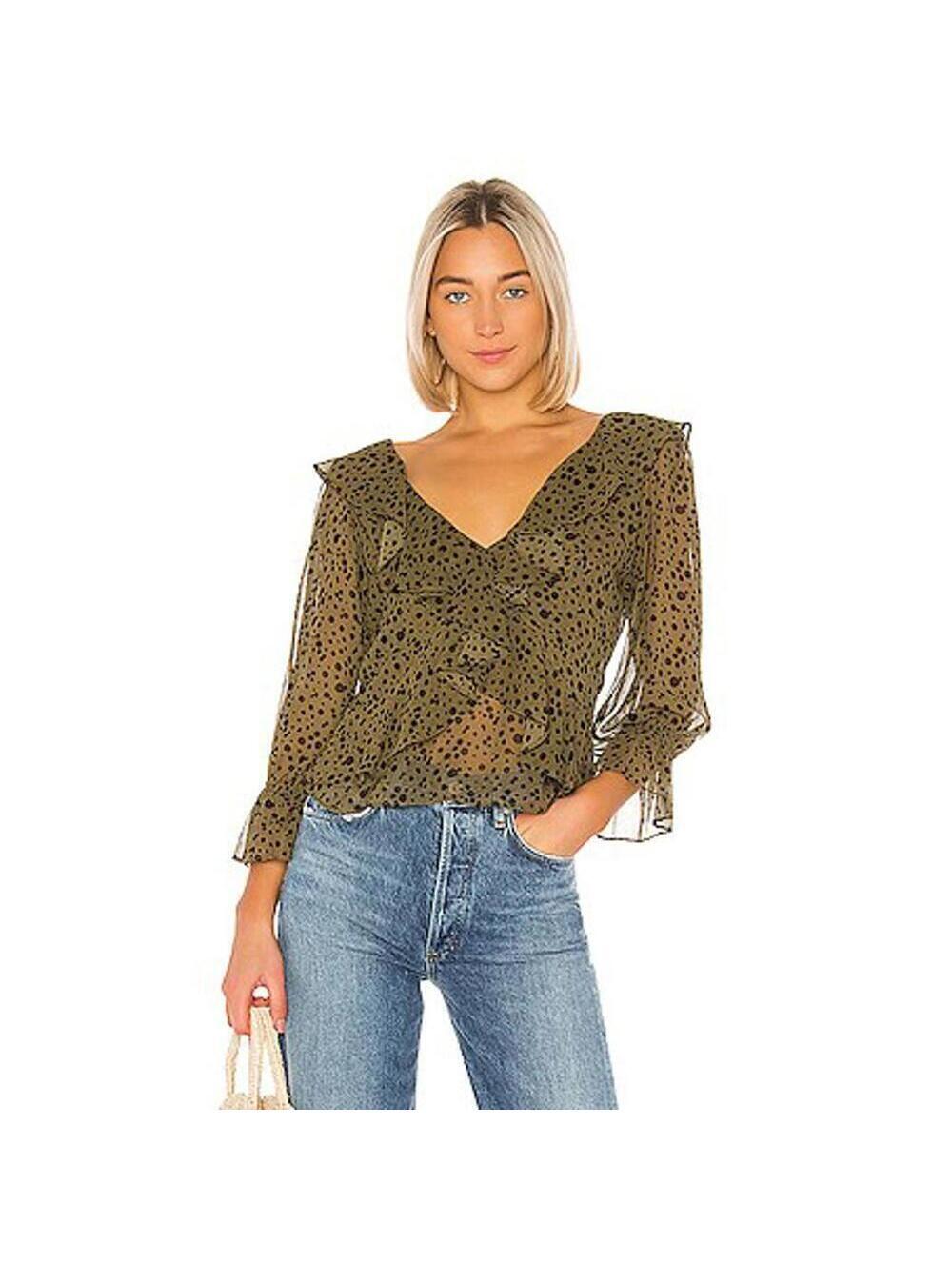MISA LOS ANGELES Lilyanna Top in Green Dot